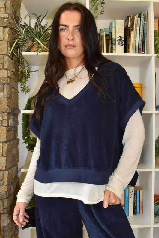 Terry B Hi Lo Tank Navy